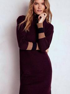 Полли Вулл платье-джемпер с высоким воротником Boden, Cherry/Brown