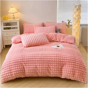 YUSIWOAL Комплект постельного белья зимний плюшевый теплый Pink