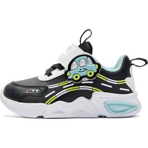 QIAODAN Антиударные и устойчивые к истиранию низкие детские ботинки black white для малышей