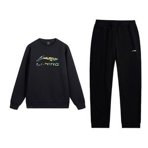 Толстовка Li-Ning, мужской комплект из 2 предметов, черный top+черный pants
