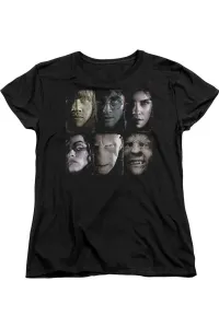Женская футболка с коротким рукавом и горизонтальным изображением голов из "Гарри Поттера" Gildan