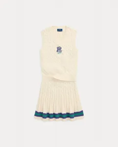 Детский комплект из юбки и вязаного жилета из хлопка Polo Ralph Lauren, кремовый