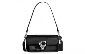 Сумка-багет из коровьей кожи, женская черная одноплечевая сумка COACH