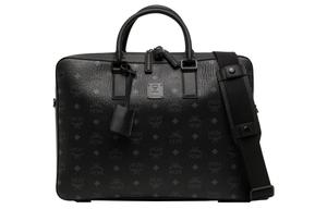 MCM Кожаный портфель на холсте с наплечным ремнем через плечо и ручкой черный мужской