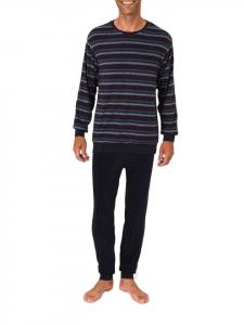 NORMANN Пижама из махровой ткани с длинными рукавами и манжетами красного цвета