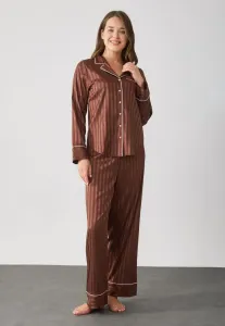 Пижама из атласа в тональную полоску Anna Field, Dark Brown