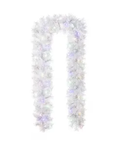 9-Футовая рождественская гирлянда из хвои с предварительно подсвеченным снежным узором Glitzhome, multi