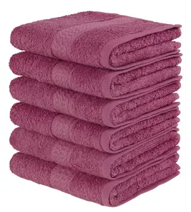 Мои домашние гостевые полотенца "Джуна, 6 гостевых полотенец 30х50, 100% хлопок", (6 шт.), комплект и серия, комплект полотенец с каймой, однотонные, мягкие My home 30х50 см (6 шт.), цвет beere