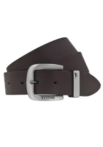 Кожаный ремень MUSTANG с логотипом и надписью-логотипом, коричневый