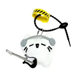 Плюшевый кулон с котиком, играющим на гитаре, высота 6,5 см AIZIYUO