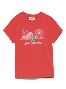 Moschino Kids футболка Teddy Bear с вышивкой, красный