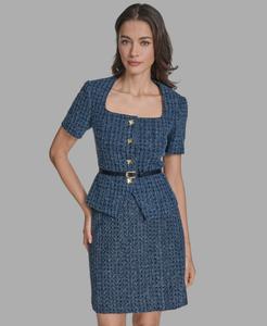 Женская куртка с короткими рукавами и застежкой на пуговицы спереди BCBG, Indigo