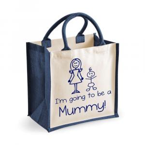 Средняя темно-синяя джутовая сумка I'm To Be A Mummy 60 SECOND MAKEOVER, синий