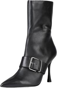 Женские стильные короткие ботильоны Zszszsu с острым носком, сексуальные на высоком каблуке-стилетто, с боковой молнией, ремешком с пряжкой, базовые осенние туфли для женщин, размеры 4-16 US, Black