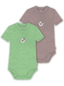 Normani Outdoor Sports Комплект из 2 детских боди с короткими рукавами из мериносовой шерсти зелено-розового цвета