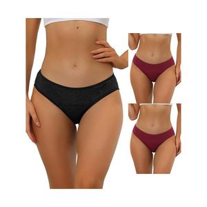 3 упаковки женского нижнего белья, трусики-хипстеры со средней посадкой, доступны в размерах больших размеров ALLEGRA K, цвет Burgundy Black