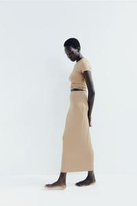 Юбка макси из микрофибры H&M, бежевый