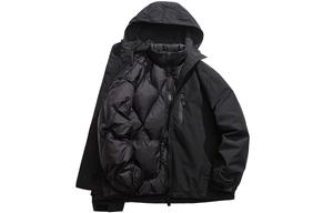 Куртка пуховая в корейском стиле унисекс WANCHAO CP, черная (с подкладкой цвета хаки)