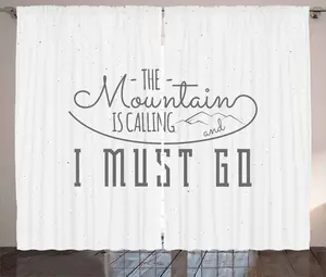 Штора ABAKUHAUS Adventure Rustic, Nature Walk Mountains, присборенная тесьма для спальни с петлями и крючками, 280 x 225 см, цвет белый-серый