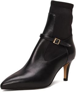 Женские ботильоны с острым носком, застежкой-молнией, на низком каблуке, с пряжкой на ремешке, удобные для работы и повседневной носки, размеры 4-16 США Wo wagas, Black
