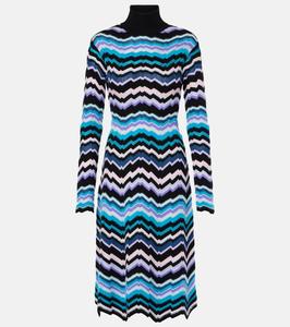 Платье-водолазка миди с зигзагообразным узором Missoni, цвет multicolor on blue base