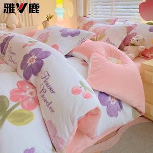 Yalu Комплект постельного белья из 4 предметов (простыня на резинке 180 см, пододеяльник 200х230 см), двойной велюр, цвет Warm And Cozy Garden