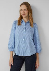 Блуза s.Oliver GESTREIFTE MIT 3/4-ARM UND RAFFUNG, Arktisblau/Light Blue