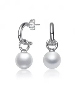 Серьги-Капли Huggie Drop с покрытием из белого золота и круглым жемчугом Rachel Glauber, white