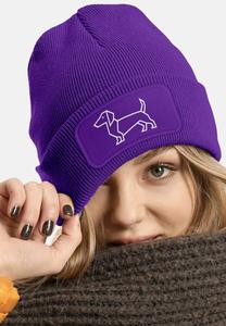 Шапка MoonWorks MIT PATCH AUFDRUCK DACKEL POLYGON HUND, Violett/Dark Purple