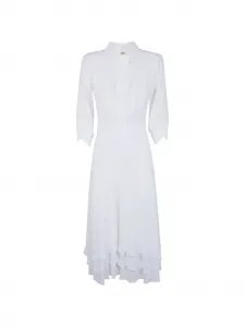 Платье-рубашка с оборками Elisabetta Franchi, белый