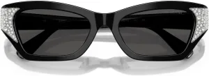 Женские солнцезащитные очки Swarovski Sk6029 «Кошачий глаз», Black/Dark Grey