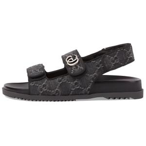 Джинсовые сандалии Double G-plaque GUCCI, черный