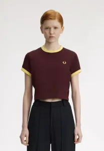 Укороченная базовая футболка с контрастной отделкой Fred Perry, Oxblood
