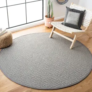 Ковер SAFAVIEH, 122 x 122 см, Natural Fiber Collection Light Grey/Grey NF154B в стиле Contemporary Rustic Farmhouse с кантом из премиального сизаля для прихожей, гостиной, спальни или кухни