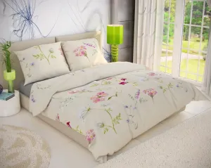 Постельное белье из французского хлопка Qualitex DELUX 240x200, 70x90 см BOTANICA кремового цвета KVALITEX