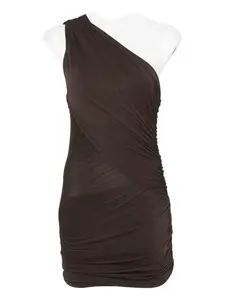 Платье на одно плечо с драпировкой Rick Owens Lilies, коричневый