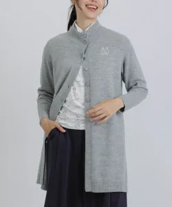 Кардиган из 100% шерсти, связанный на пуговицах Studio Picone, цвет Light Gray (089)