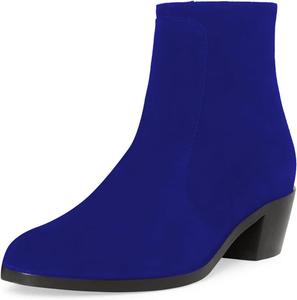 Женские ботильоны YDN с овальной ноской, на низком каблуке, короткие, с боковой молнией, удобные повседневные туфли, размеры 4-15 US, Blue