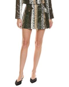 Мини-юбка Cynthia Rowley из веганской кожи в стиле пэчворк Cynthia Rowley, зеленый