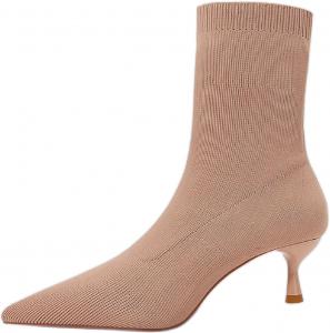 Женские сексуальные носочные ботильоны на шпильке, модные зауженные к носку, на резинке, облегающие, для платья, ботильоны до щиколотки, для работы, вечеринки, свиданий, бизнес, с антискользящей подошвой BHDJK, Pink-1