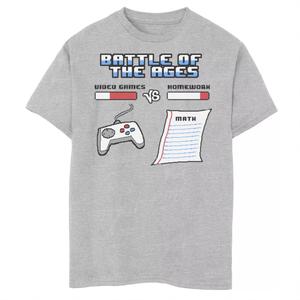 Футболка с графикой «Битва веков» для мальчиков 8–20 лет «Игры против домашних заданий» Unbranded