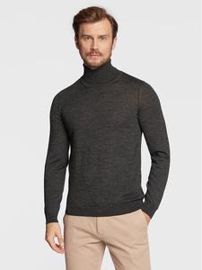 Свитер с высоким воротником приталенного кроя Boss, серый