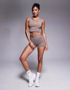 Коричневые шорты-леггинсы Pro Training Dri-FIT Sculpt с высокой посадкой и шириной 3 дюйма Nike Training