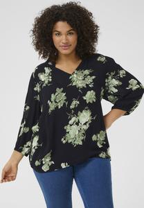 Блуза Kaffe Curve Blouse, Black Green Flower Print/Black
