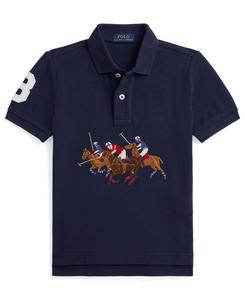Хлопковая рубашка-поло с тремя пони для мальчиков 2-7 лет Polo Ralph Lauren, Newport Navy