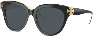 Женские круглые солнцезащитные очки Tory Burch, Black/Ivory / Dark Grey Polyamide Standard/Dark Grey