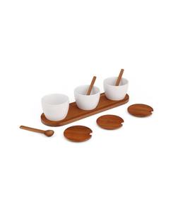 Набор из 10 предметов для подачи приправ Duets Triple Condiment Server Set Nambé, White