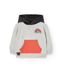 Детская толстовка с капюшоном и передними карманами Boboli, светло-бежевый