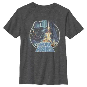 Футболка с винтажным принтом хаски для мальчиков в стиле «Звездные войны» Licensed Character, серый