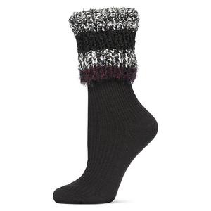Женские носки Bellevue с меховой полосатой манжетой и резинкой Memoi, Black